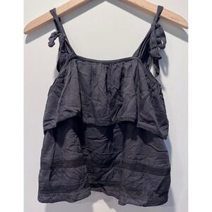 American‎ Eagle Outfitters Ruffle Tiered Tank Top Charcoal Gray Size S